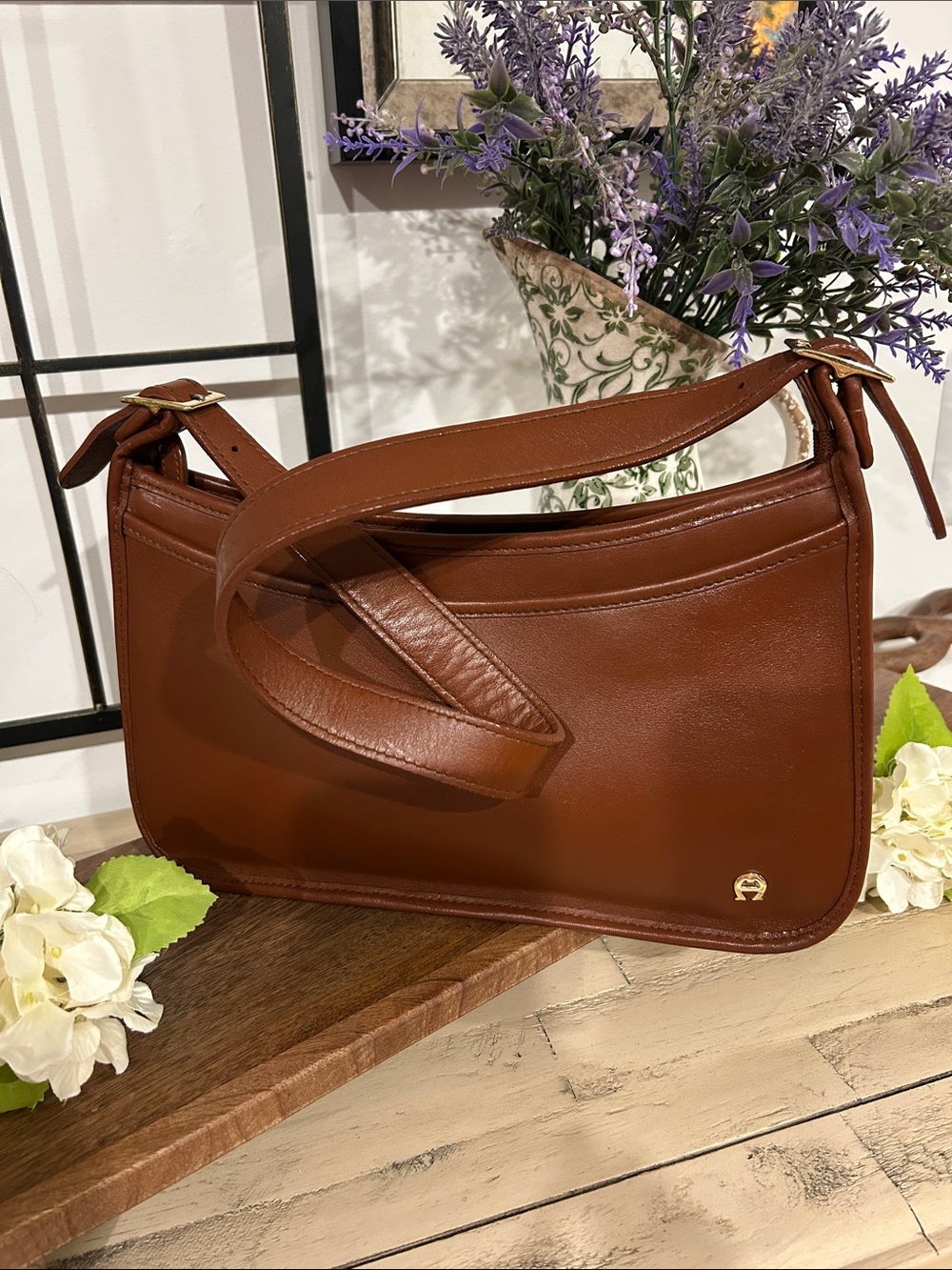 Etienne Aigner Chestnut Brown Leather Shoulder Bag